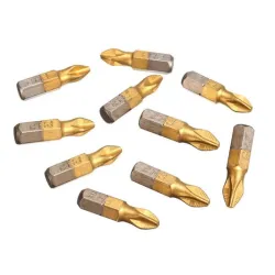 Screwdriver bits - 1/4 inch - titanium coated - anti-slip - Phillips hex shank - PH2 - 25mm - 10 piecesBits & drills