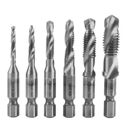 Bohrer - Sechskantschaft - Titanbeschichtet - HSS Gewindebohrer - M3 / M4 / M5 / M6 / M8 / M10 - 6 Stück
