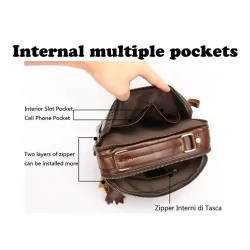 Elegant shoulder bag - with zippers - genuine leatherBags