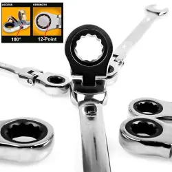 Flexibler Ratschenschlüssel - metrische Schlüsselmutter - offenes Ende / Ring - 8mm - 13mm