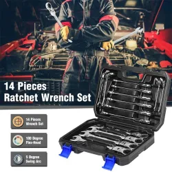 KFZ-Multitool - Ratschenschlüssel-Satz - drehbar - 14-teilig
