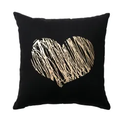 Dekorativer Kissenbezug - schwarz / goldene Blätter - 45 * 45cm