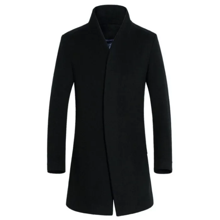 Herren Wollmantel - lange Jacke - Slim Fit