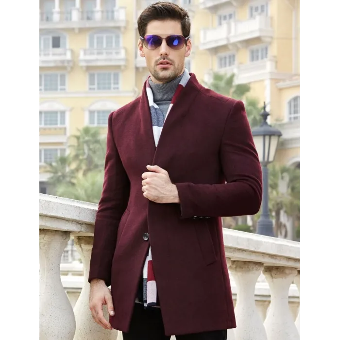 Herren Wollmantel - lange Jacke - Slim Fit