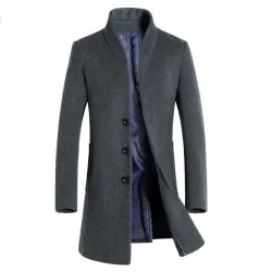 Herren Wollmantel - lange Jacke - Slim Fit