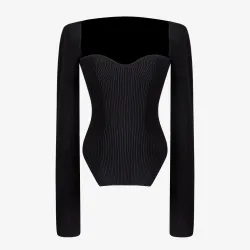 Stylish long sleeve pullover - sexy t-shirt - square collarBlouses & shirts