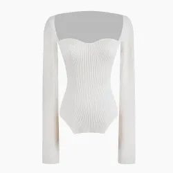 Stylischer Langarmpullover - sexy T-Shirt - eckiger Kragen
