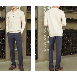 Men's POLO pullover - t-shirt with buttons - cashmereHoodies & Sweatshirt