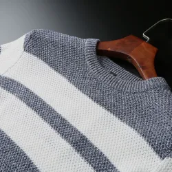 Klassischer Strickpullover mit Streifen - Kaschmir / Baumwolle