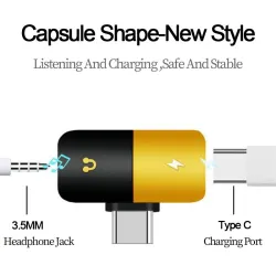 USB Typ-C - 3,5-mm-Buchse - Aux-Audio-Ladegerät - OTG-Konverter - Adapter - Kapselform