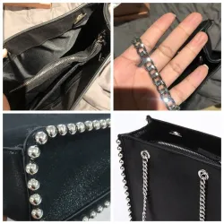 Retro Umhängetasche - mit Nieten / Kettenriemen - Leder