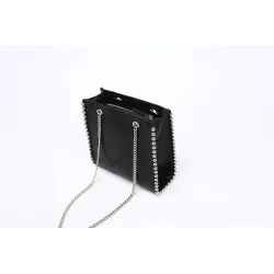Retro shoulder bag - with rivets / chain strap - leatherHandbags