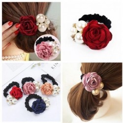 Elegant elastic hair band - with roses / pearlsHair clips