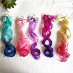 Bowknot with fake hair - colourful wig - hair clipHair clips