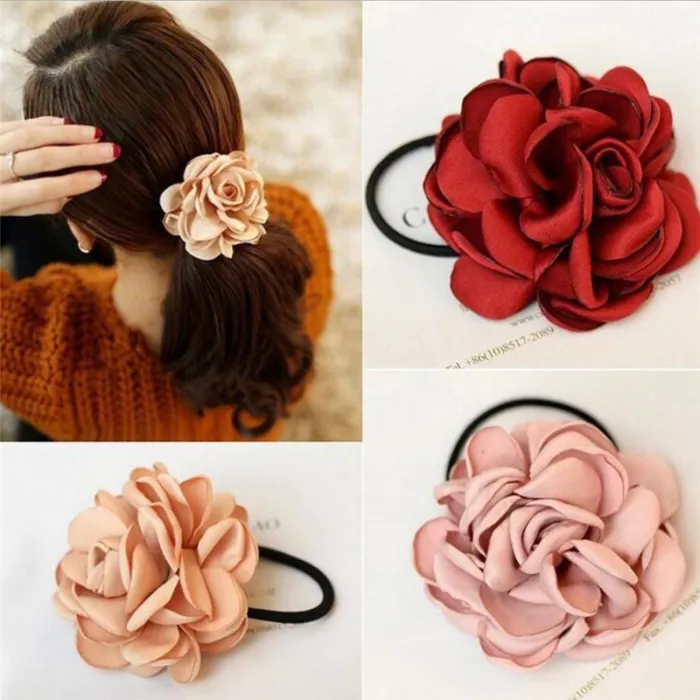 Elegantes elastisches Haarband - mit großer Rose