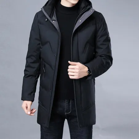 Luxuriöse warme Winterjacke - langer Parka - mit Kapuze - Entendaunen