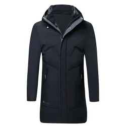 Luxuriöse warme Winterjacke - langer Parka - mit Kapuze - Entendaunen