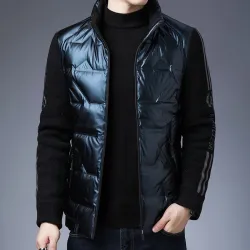 Modische Kurzjacke - glänzende Daunen-Winterwindjacke