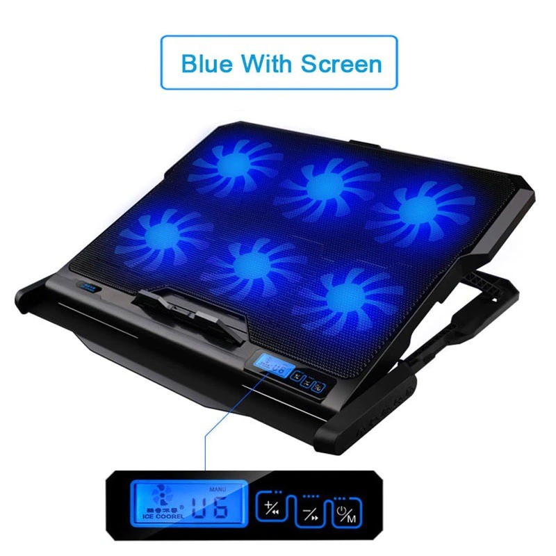 Laptop Cooling Pad / Ständer - 6 Lüfter - LED - tragbar - einstellbar