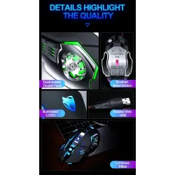 Professionelle optische Gaming-Maus - 6 Tasten - kabelgebunden - 3200 DPI - LED - geräuschlos