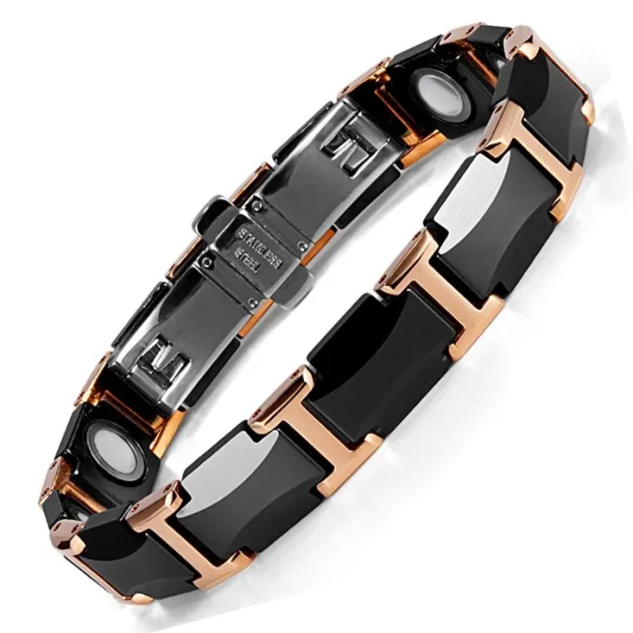 Magnetarmband - schwarzer Keramik-Wolfram-Stahl - Unisex