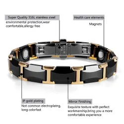 Magnetarmband - schwarzer Keramik-Wolfram-Stahl - Unisex