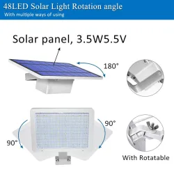 Outdoor-Gartenwandleuchte - wasserdichte Solarlampe - verstellbar - 48 LED