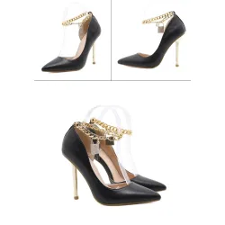 Elegante Pumps mit hohem Absatz - mit einer Knöchelkette aus Metall