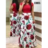 Elegant long dress - summer flowers print - plus sizeDresses