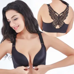 Modischer BH - mit Push-Up - Schnalle vorne - Schmetterlingsrücken-Design