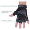 Schwarze Lederhandschuhe - Fitness / Fitnessstudio / Radfahren - halber Finger