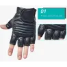 Schwarze Lederhandschuhe - Fitness / Fitnessstudio / Radfahren - halber Finger