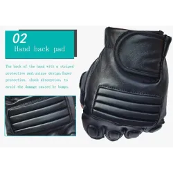 Schwarze Lederhandschuhe - Fitness / Fitnessstudio / Radfahren - halber Finger