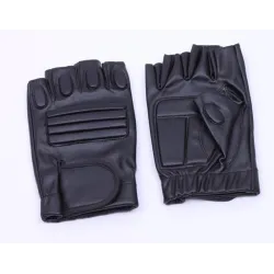 Schwarze Lederhandschuhe - Fitness / Fitnessstudio / Radfahren - halber Finger