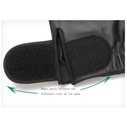 Schwarze Lederhandschuhe - Fitness / Fitnessstudio / Radfahren - halber Finger
