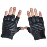 Schwarze Lederhandschuhe - Fitness / Fitnessstudio / Radfahren - halber Finger