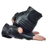 Schwarze Lederhandschuhe - Fitness / Fitnessstudio / Radfahren - halber Finger