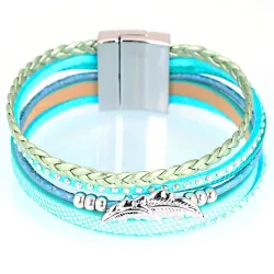 Mehrschichtiges Armband - mit Kristallen / Magnetschnalle