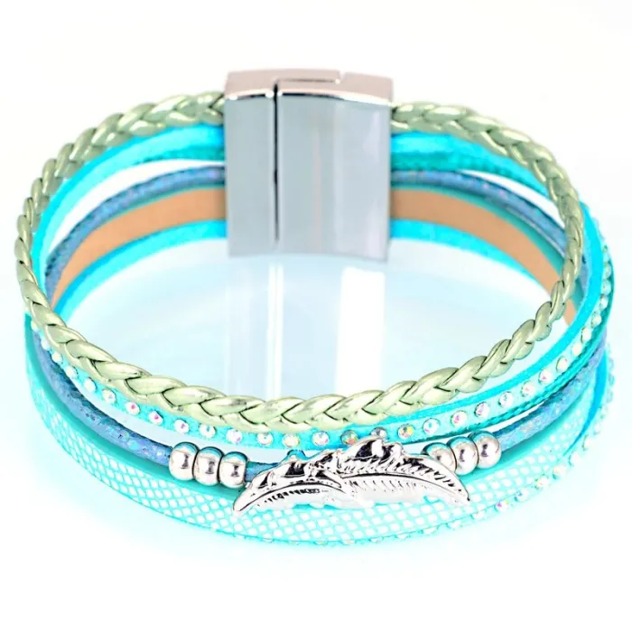 Mehrschichtiges Armband - mit Kristallen / Magnetschnalle
