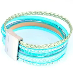 Mehrschichtiges Armband - mit Kristallen / Magnetschnalle