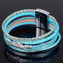 Mehrschichtiges Armband - mit Kristallen / Magnetschnalle