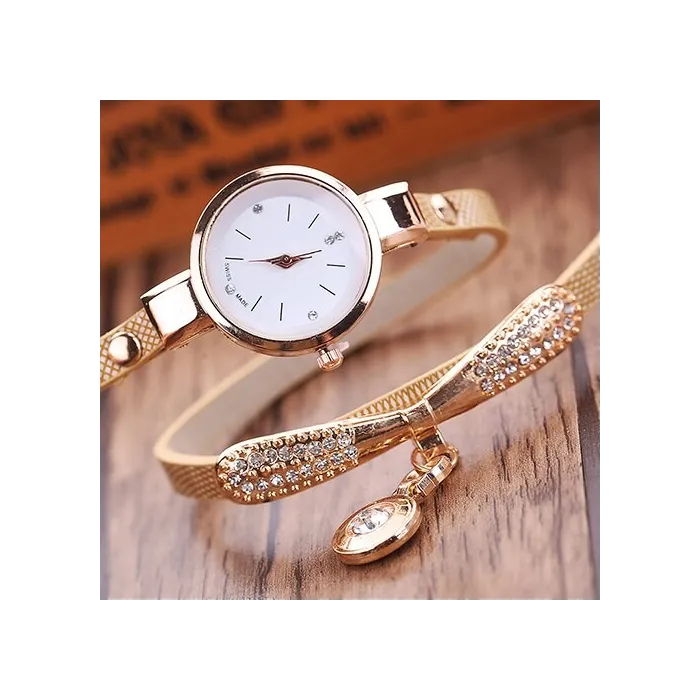 Fashionable multi-layer bracelet with a watch / crystalsBracelets