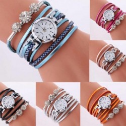 Vintage Multilayer-Armband - mit runder Uhr / Kristallen