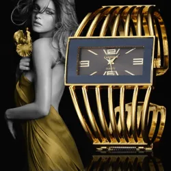 Luxuriöses Armband mit rechteckiger Uhr - offenes Design