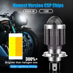 Motorrad Glühbirne - H4 / BA20D / P15D - 12V - LED Fernlicht / Abblendlicht - 1200LM