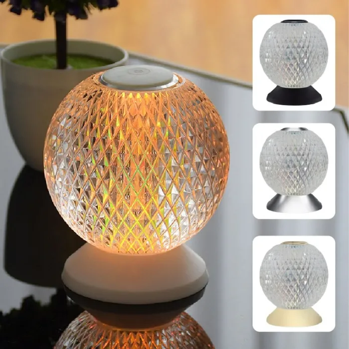Italienische Nachtlampe - runde Kristallkugel - USB - Berührungssensor