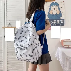 Fashionable backpack - large capacity - with dogs / butterflies / feathers printBackpacks