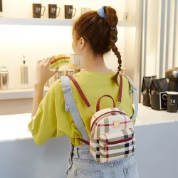 Kleiner karierter Rucksack - Umhängetasche