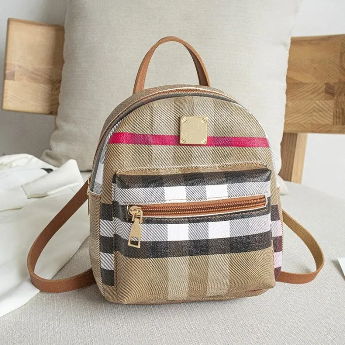 Kleiner karierter Rucksack - Umhängetasche
