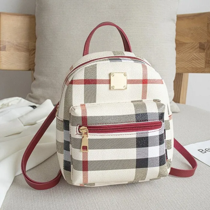 Kleiner karierter Rucksack - Umhängetasche